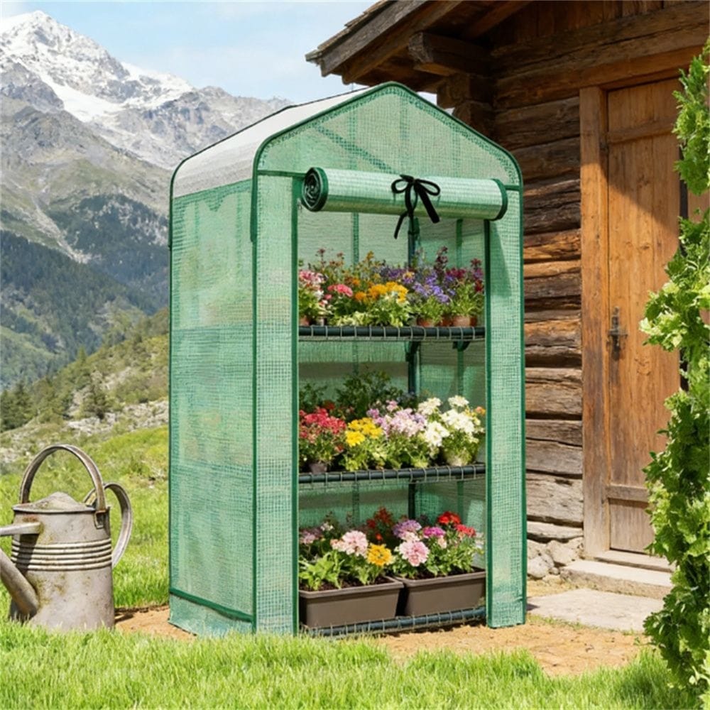 Mini Greenhouse Plant Rack Green