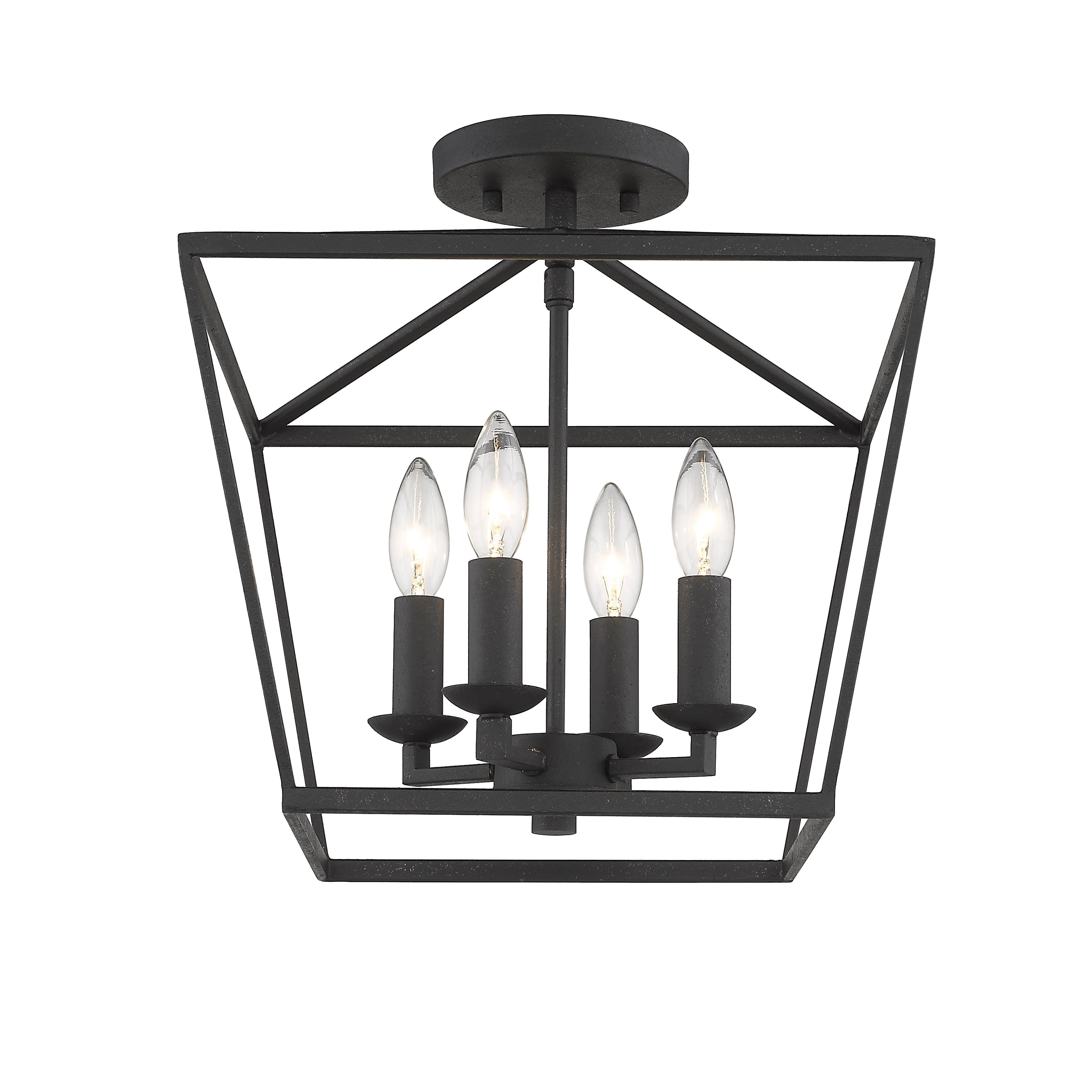 Mini Lantern Ceiling Light And Pendant In Black