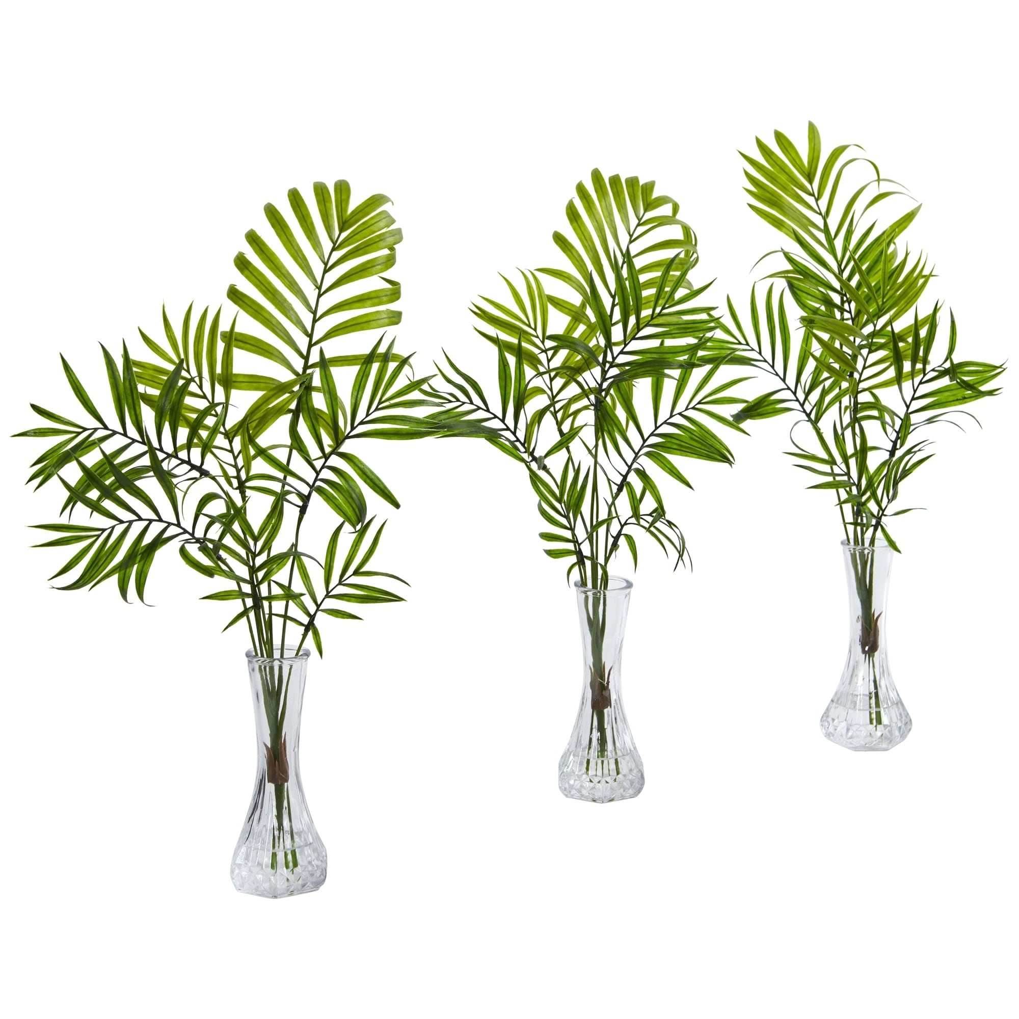 Mini Palm Artificial Plant In Vase Set Of 3 H 19 In. W 10 In. D 2 In