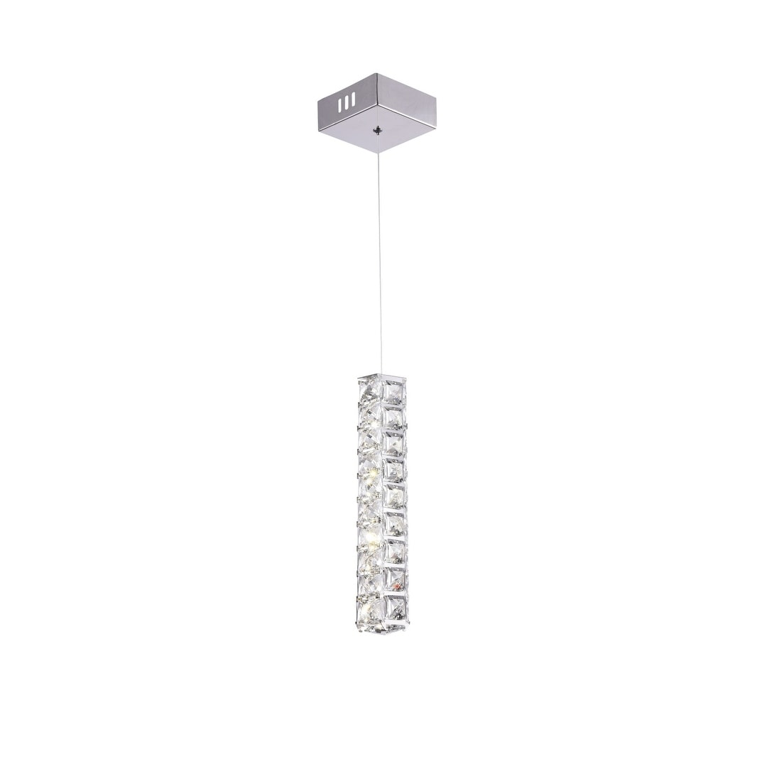 Led Crystal Mini Pendant Light With Chrome Stainless Steel Frame