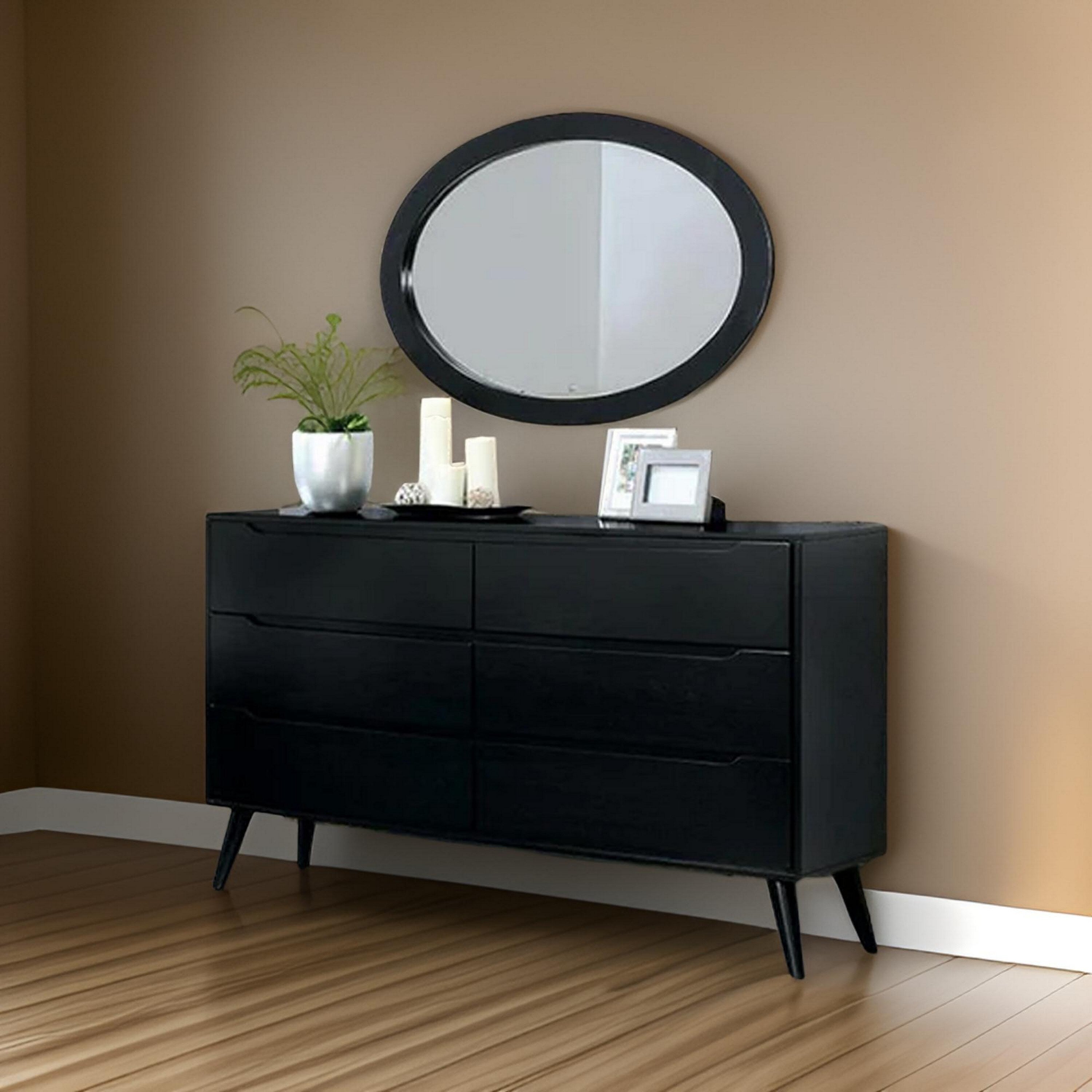 Minimal Style Mid Century Modish Wooden Dresser Black