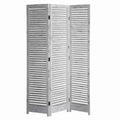 Minimal Wooden Screen With 3 Panels And Shutter Design White