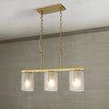 Minimalist 3 Light Linear Chandelier Pendant Lighting With Frosted Glass Shades E26 Base Adjustable Ceiling Fixture