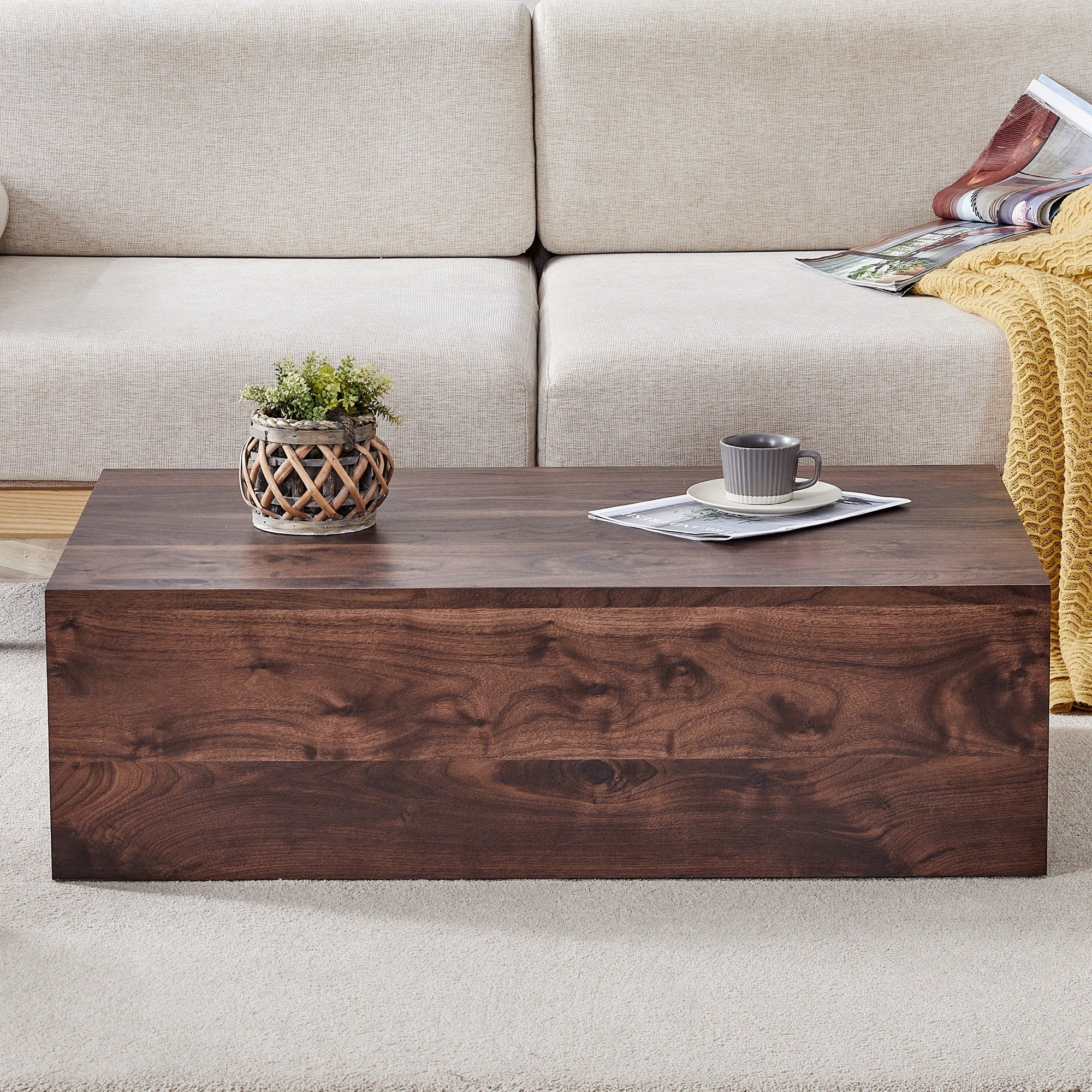 Minimalist Coffee Table Side Table For Living Room End Table Accent Table Walnut Center Table Cocktail Table