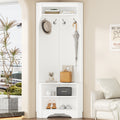 Minimalist Corner Hall Tree With Shoe Bench And 4 Hooks For Entryway