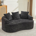 Minimalist Curved Loveseat With 3 Throw Pillows Black Sofa Couch Sleeper Sofa Couch For Living Room
