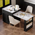 Minimalist Extendable Kitchen Island With Dining Table Drawers Black Kitchen Table With Open Shelves