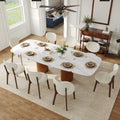 Minimalist Extendable White Sintered Stone Dining Table 63 94.5 Double Pedestal Table For 4 10 People