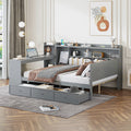 Minimalist Full Size Wooden Daybed With Drawers Usb Ports
