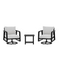 Minimalist Outdoor Conversation Set With 2 Swivel Chairs Dark Gray Patio Chat Set With Coffee Table