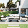 Minimalist Outdoor Sofa Set With Loveseat Club Chairs Patio Conversation Set With Coffee Table For Garden Lawn