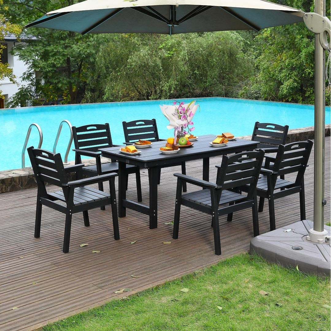 Minimalist Patio Dining Set With 6 Dining Chairs Dining Table Outdoor Dining Set For Garden Pool