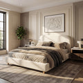 Minimalist Queen Size Upholstered Platform Bed Frame For Bedroom