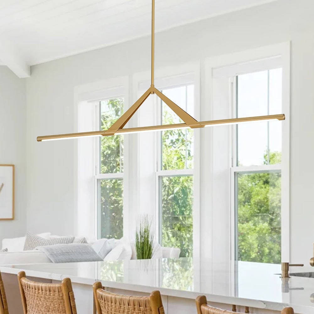Minimalist Sleek Strip Dimmable Led Kitchen Island Pendant 47.2 In