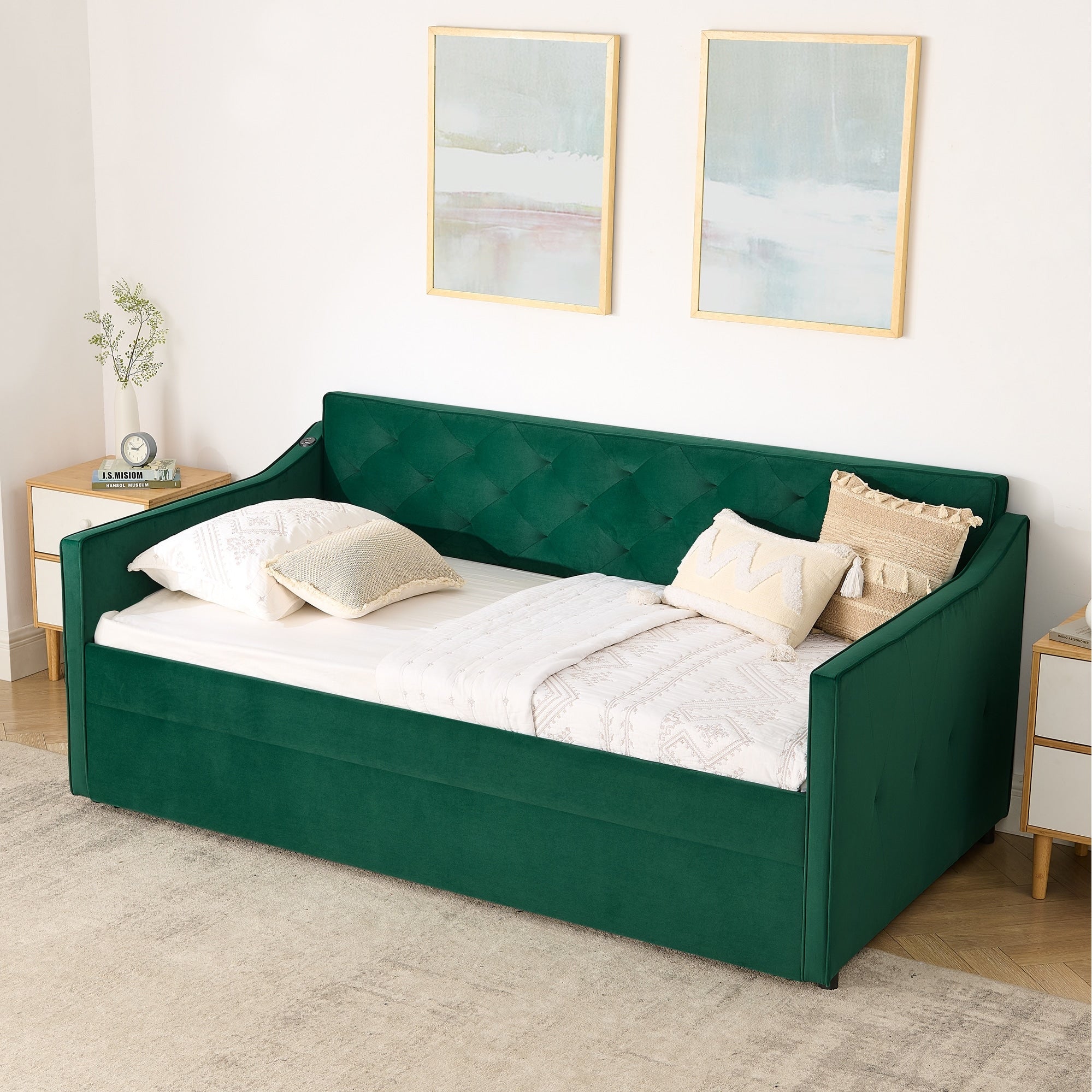 Minimalist Twin Daybed Platform Bed With Trundle Bed And Usb Port