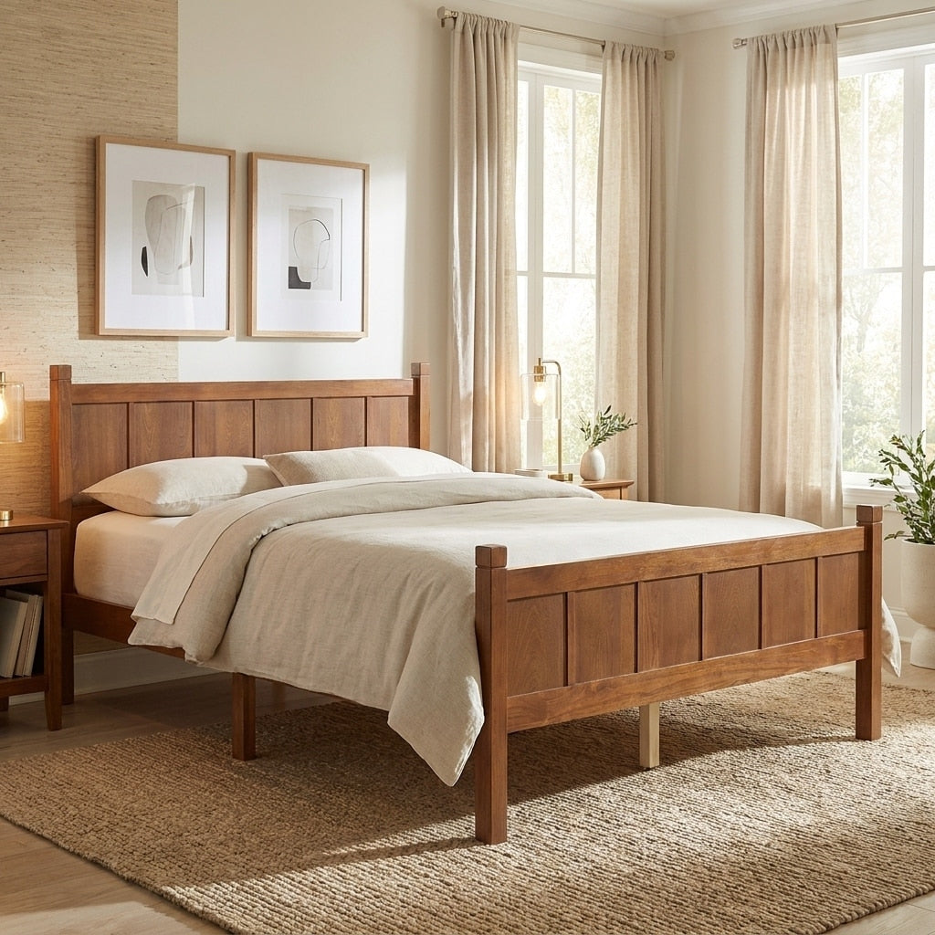 Minimalist Wood Grain Platform Bed Frame With Headboard Footboard By Harper Bright Designs