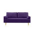 Minimalist Velvet Sofa With Metallic Coloured Legs Complete With Cushions