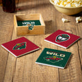 Minnesota Wild 4 Piece Ceramic Coasters Set With Wood Caddy