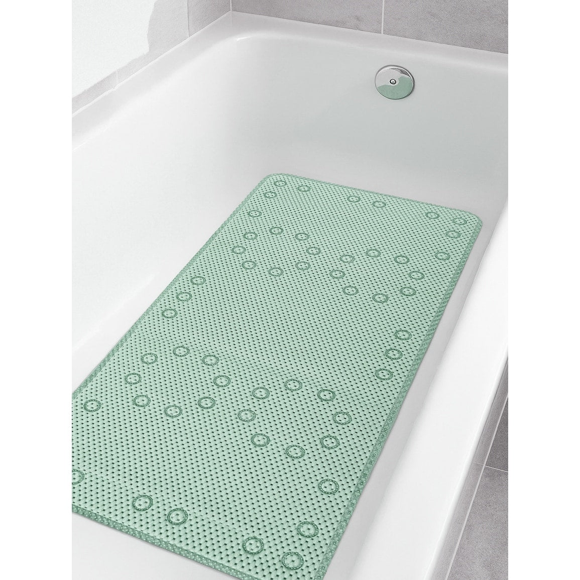 Mint Green Non Slip Foam Bathtub Shower Mat With Suction Cups 36 X 17