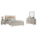 Miot 4Pc Queen Bedroom Set Headboard Shelves W Light Whitewash