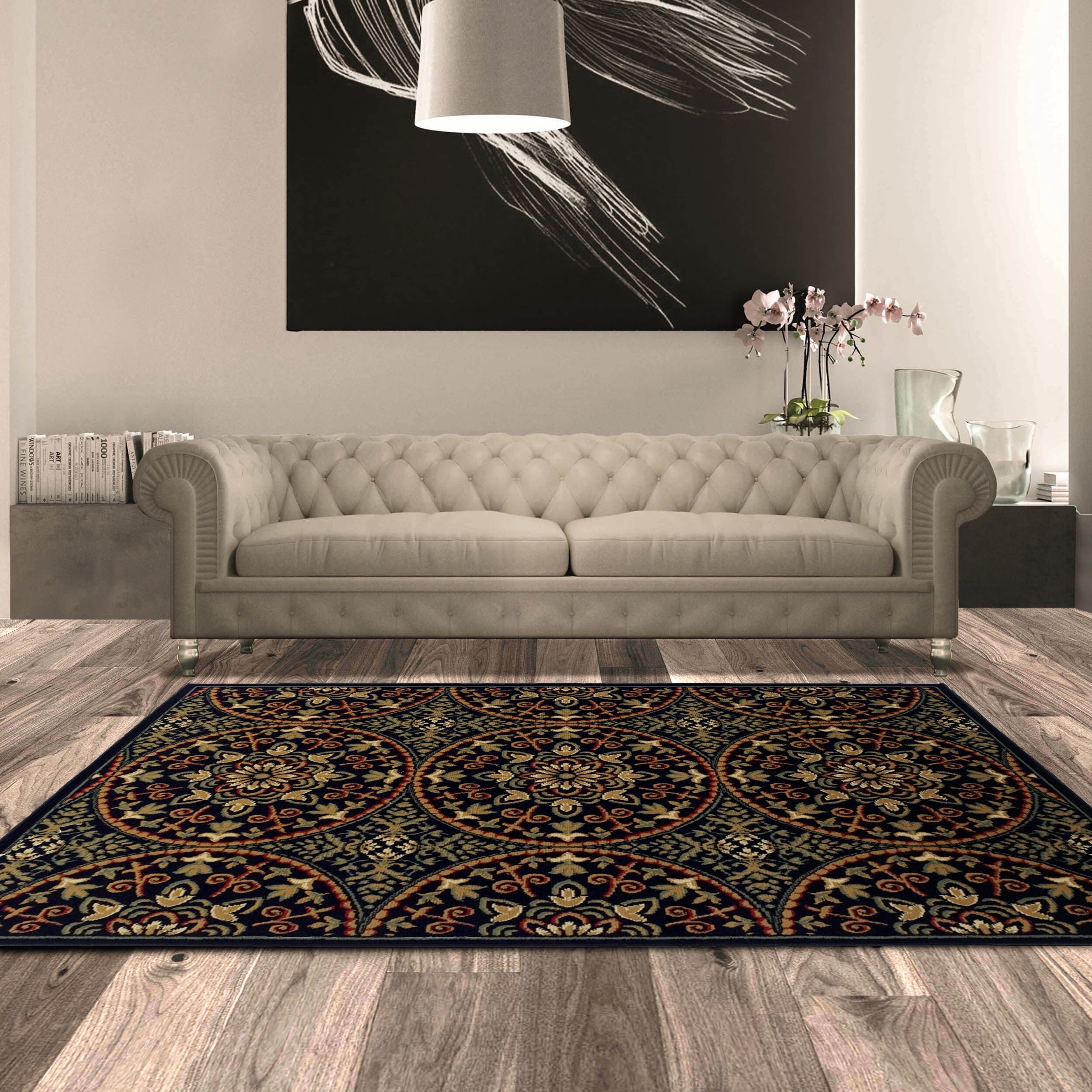 Superior Designer Fancy Medallion Black Area Rug 6 X 9