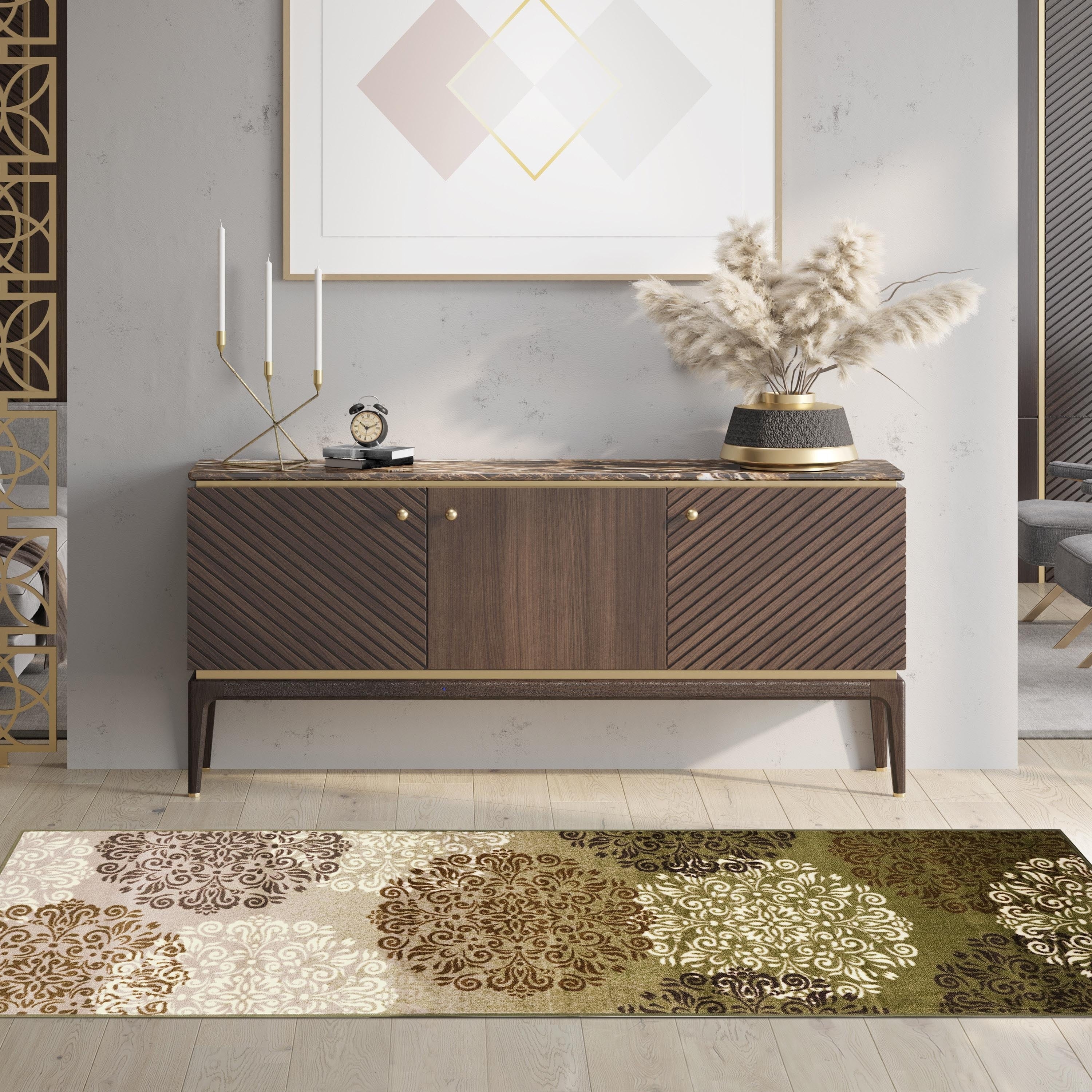 Superior Designer Hedena Printed Area Rug Runner Non Slip Multi Color 27 X 8