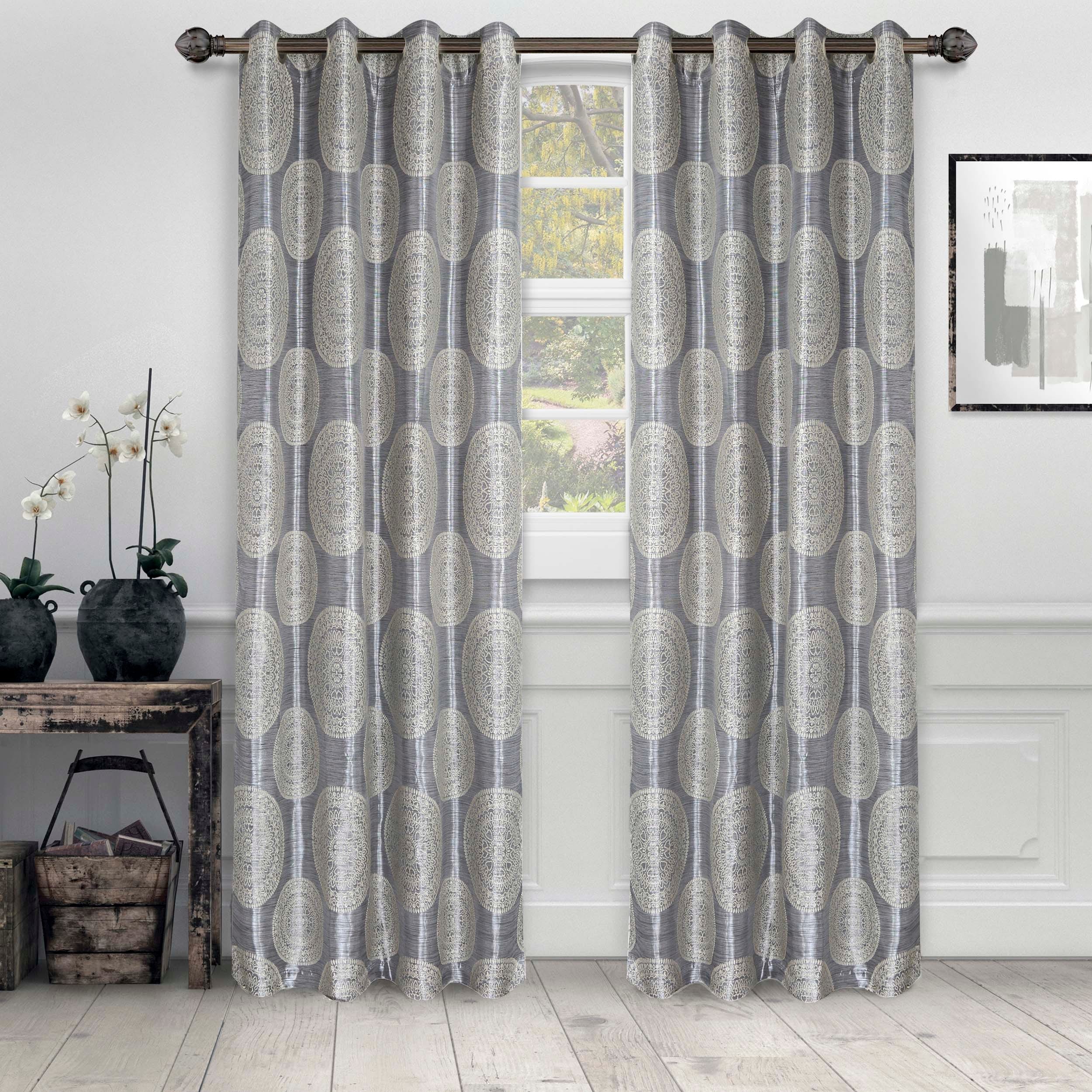 Porch Den Reghetto Jacquard Grommet Curtain Panel Set Of 2