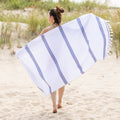 Miranda Haus Kai Stripe Fouta Beach Towel With Tassels 35 X 68