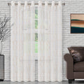Superior Embroidered Lattice Sheer Grommet Curtain Panel Pair