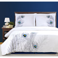 Superior Peacock 3 Piece Embroidered Cotton Duvet Cover Set