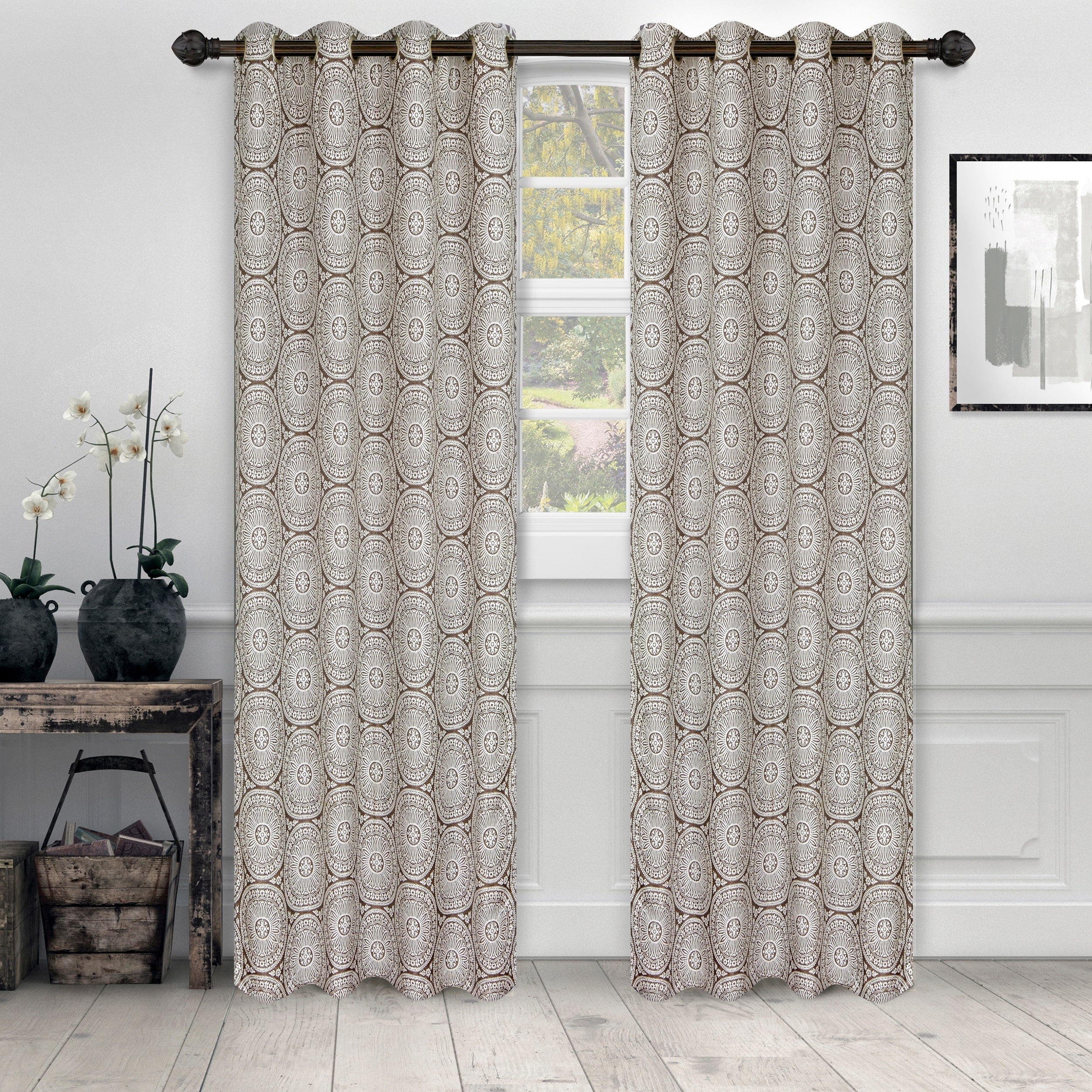 Porch Den Reid Jacquard Grommet Curtain Panel Set Of 2