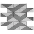 Mirari 12X12 In. Glossy Glass 3D Geometric Subway Mosaic Wall Tile 4.79 Sq Ft Case 5 Pack