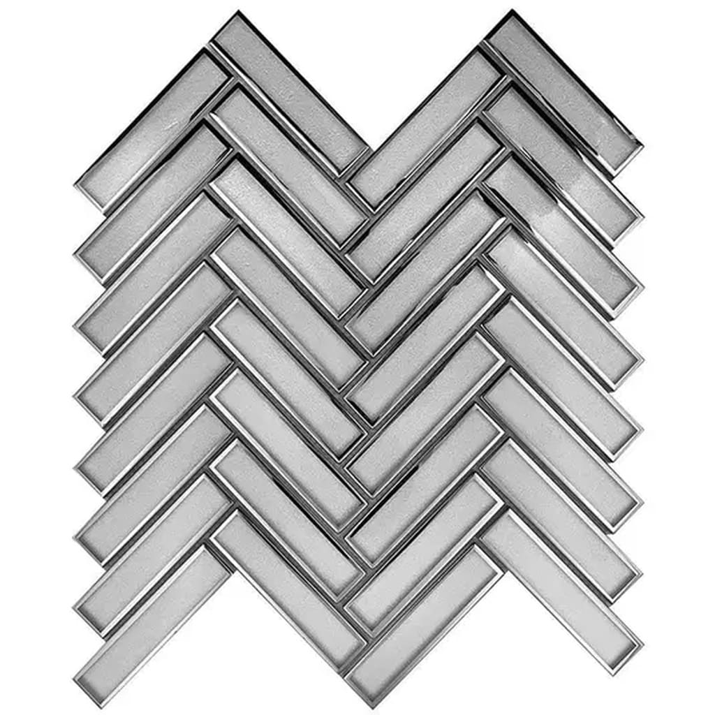 Mirari 12X12 In. Glossy Glass Herringbone Mosaic Wall Tile 4.59 Sq Ft Case 5 Pack
