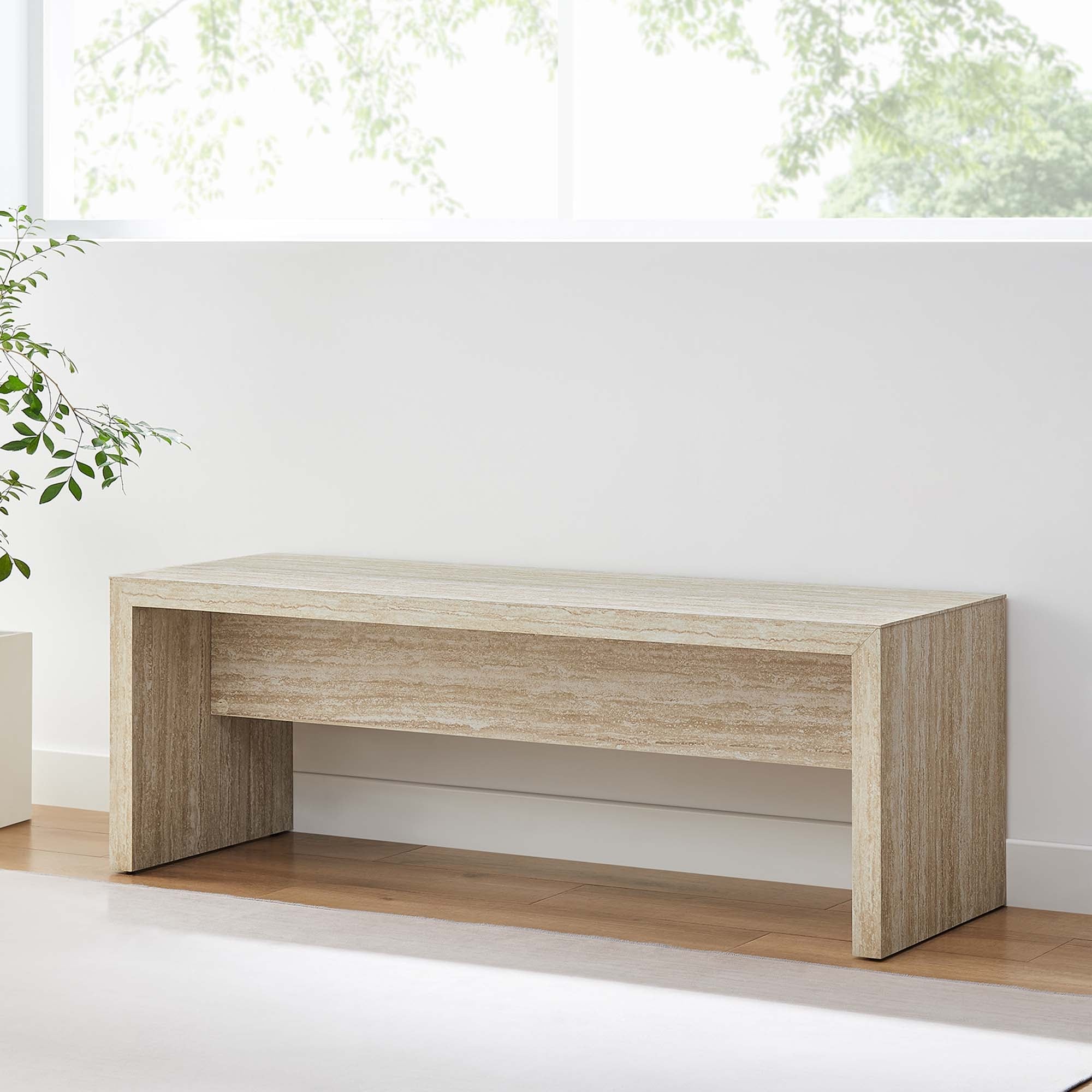 Mirella 53.5 Faux Travertine Bench