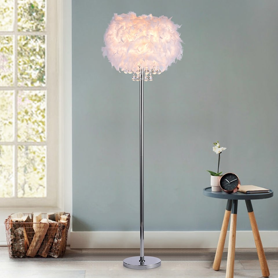 Mirjam Chrome Crystal 1 Light Fancy Shade Floor Lamp