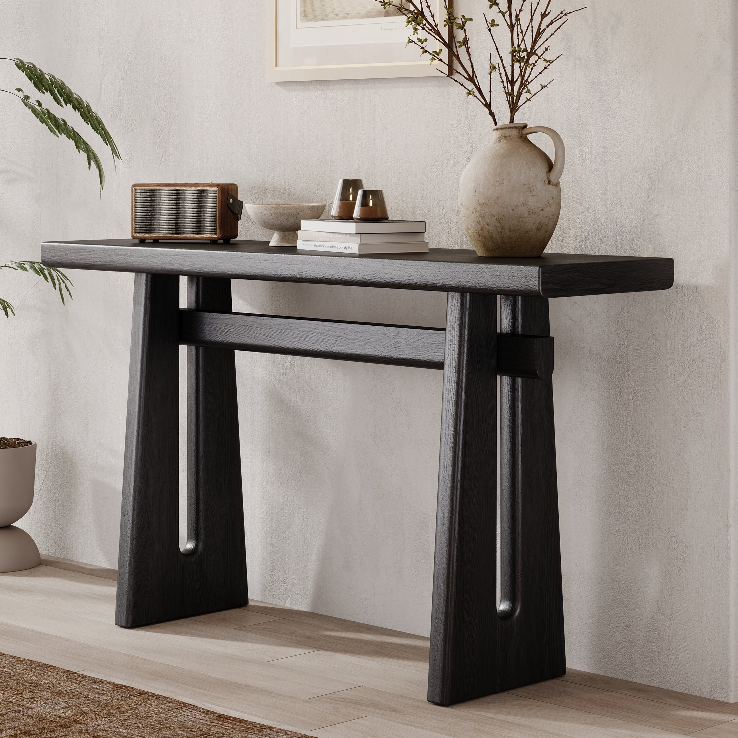 Mirod Elegant Console Table With Geometric Silhouette Architectural Touch For Living Room Entryway Hallway