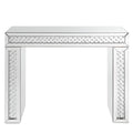 Mirror Accented Wood And Glass Vanity Desk With Faux Crystal Inlay Silver