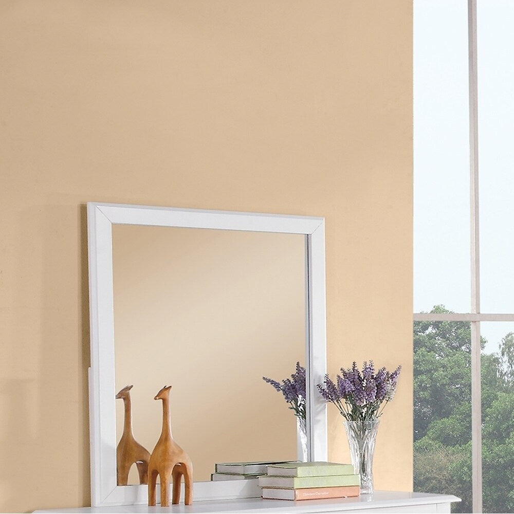 Mirror With Pine Wood Framing White