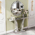 Mirrored Console Table Modern Silver Entryway Sofa Table With Curved Stone Inlaid Legs Silver Glam Entryway Table