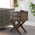 Mirrored Diamond Filigree X Base 2 Drawer Nightstand Table