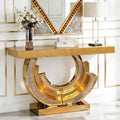 Mirrored Glass Console Table With Diamond Inlay For Home Decor