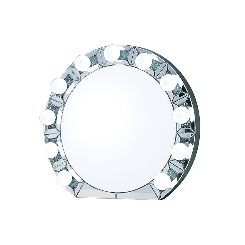 Mirrored Faux Diamonds Accent Mirror Assembled