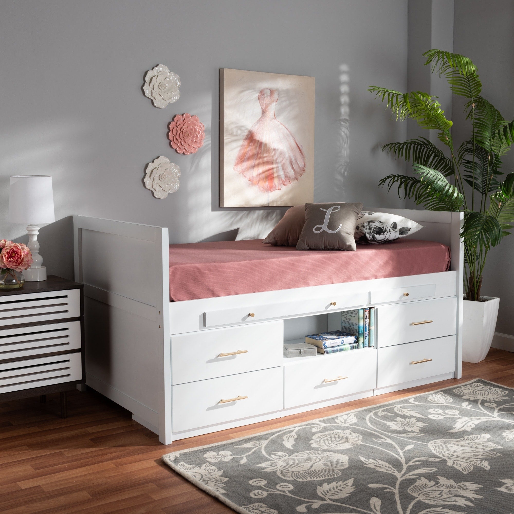Mirza Modern And Contemporary 5 Drawer Twin Size Storage Bed