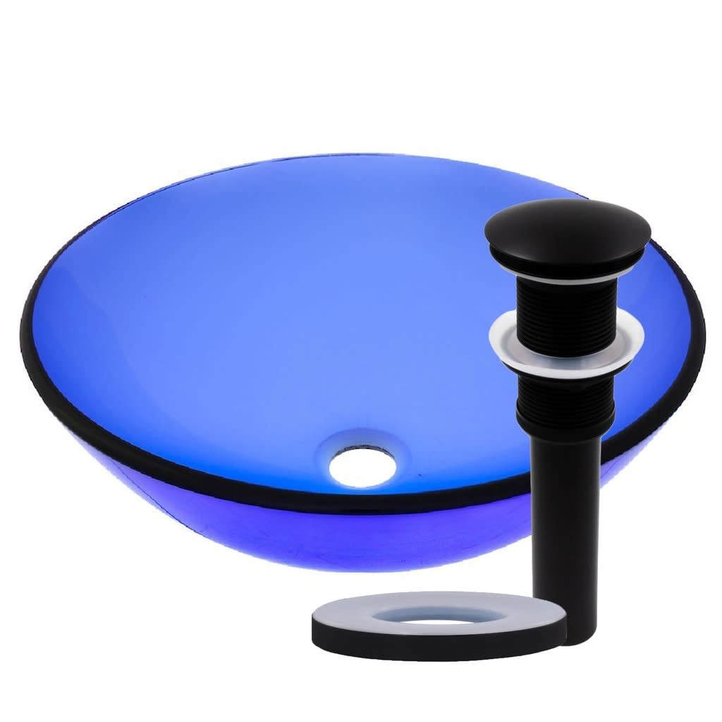 Miseno Mno 5208 Circular 16 1 2In Tempered Glass Vessel Bathroom Sink With Drain Included