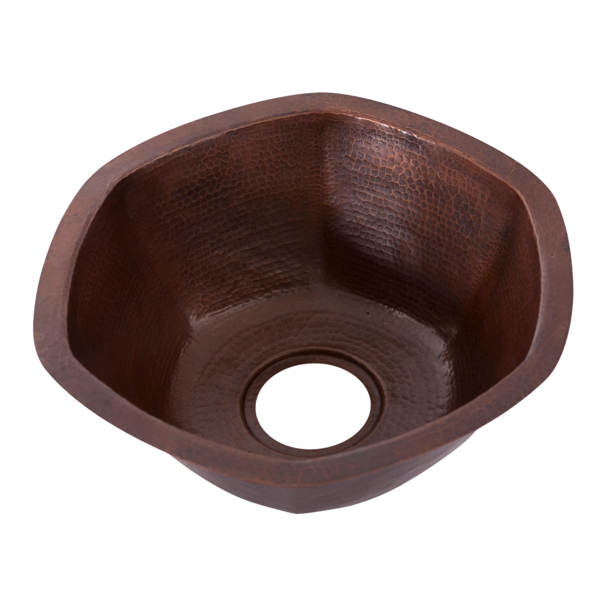 Miseno Mc Na400 Hexagon 16In Copper Drop In Or Undermount Bar Sink Hand Hammered Antique Copper