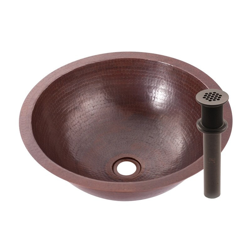 Miseno Mno Na100 Round 17In Copper Drop In Or Undermount Bathroom Sink Hand Hammered Antique Copper