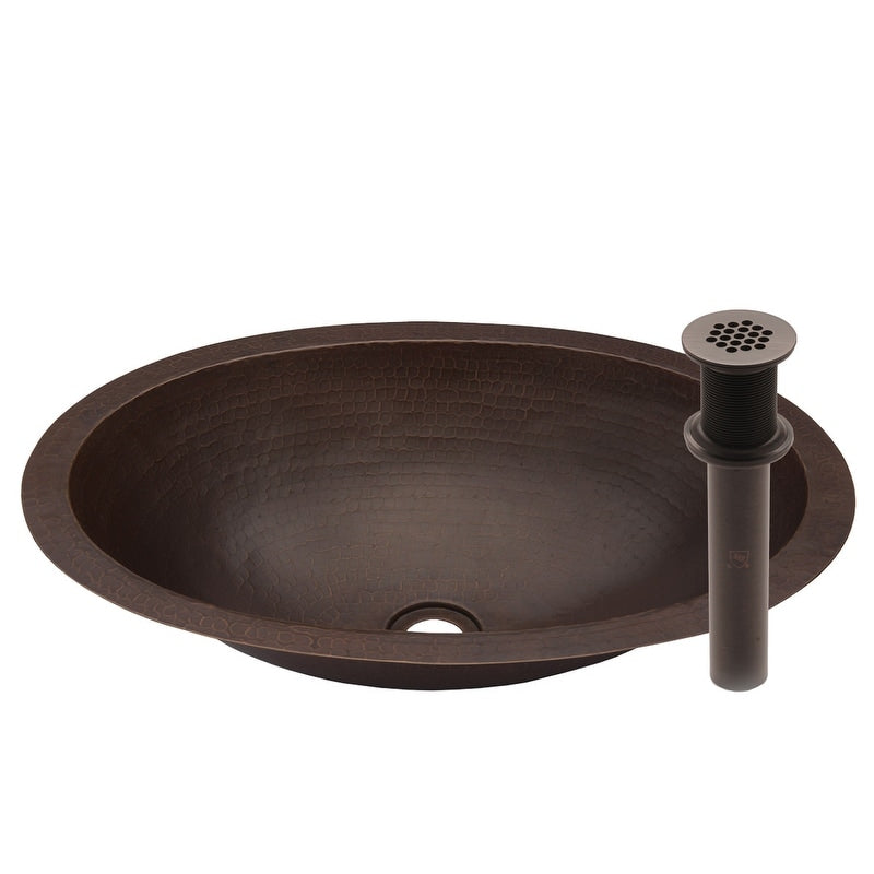 Miseno Mno Na400 Oval 11In Copper Drop In Or Undermount Bathroom Sink Hand Hammered Antique Copper