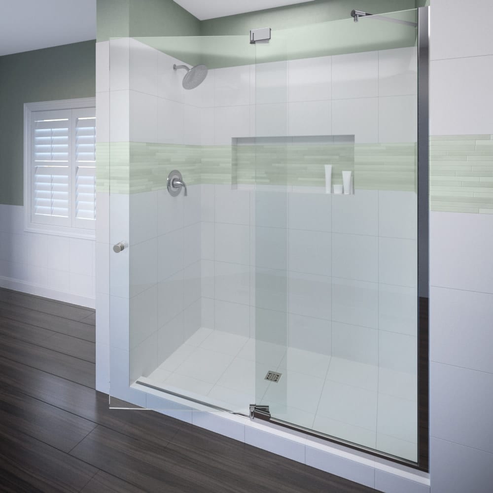 Miseno Msdf5476 76In High X 54In Wide Hinged Frameless Shower Door With Clear Glass