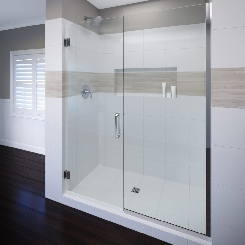 Miseno Msdf5876 Swing 76In High X 58In Wide Hinged Frameless Shower Door With Clear Glass