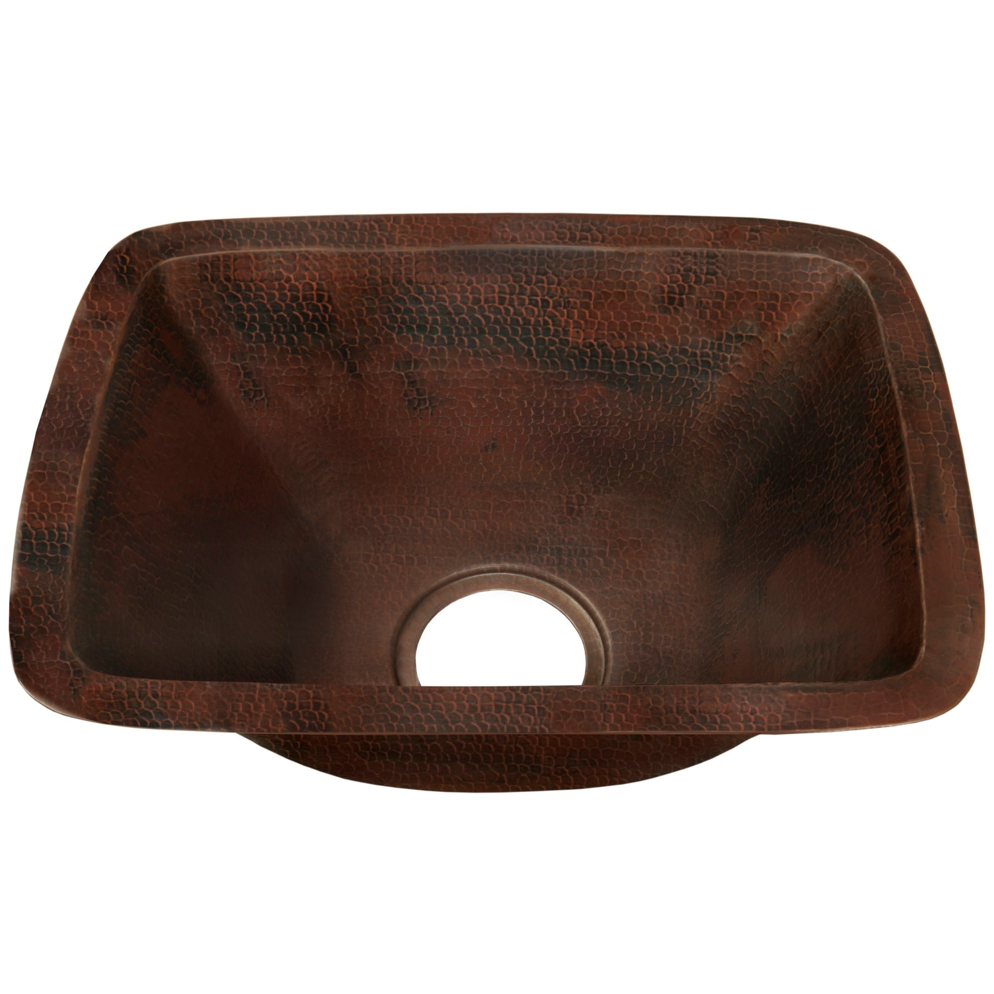 Miseno Mc Na200 Rectangular 12In Copper Drop In Or Undermount Bar Sink Hand Hammered Antique Copper